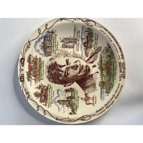 Will Rogers Commemorative Collectors Plate By Vernon Kilns 10" Ceramic - Picture 11 of 16